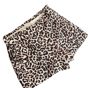 J.Crew Pink Leopard Print Ruffle Shorts Women Size 0 Animal‎ Print Linen Cotton